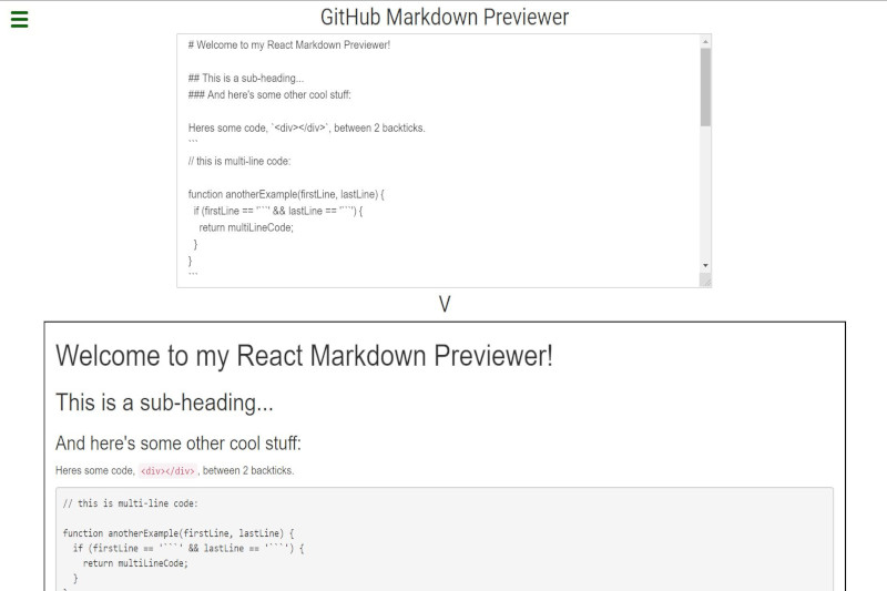 FCC GitHub Markdown Previewer